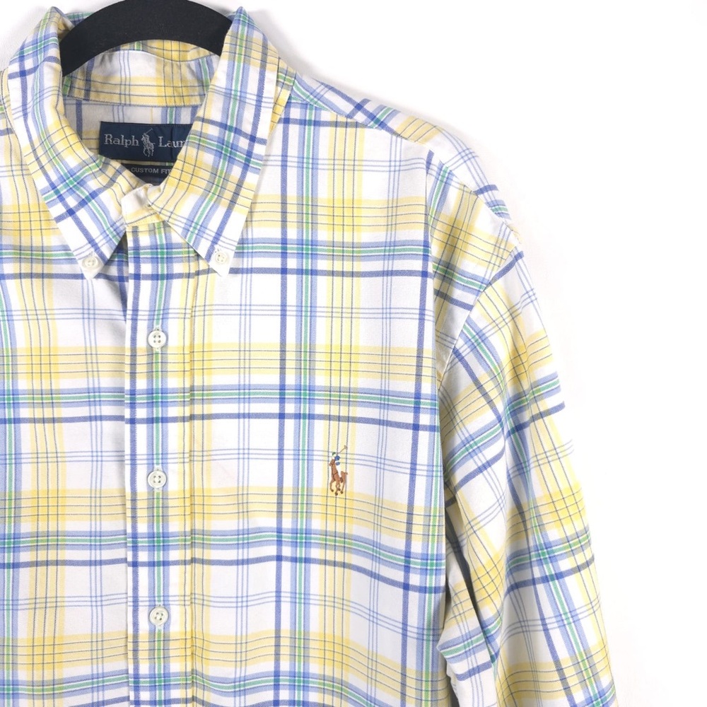 RALPH LAUREN CUSTOM FIT Multicolor Plaid‎ Long Sleeve Button Down Shirt Size XL